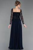 Robe de Soirée Longue Mousseline Bleu Marine ABU6157