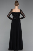 Robe de Soirée Longue Mousseline Noir ABU6157