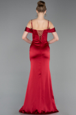 Robe de Soirée Longue Satin Rouge Bordeaux ABU6158