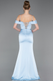 Robe de Soirée Longue Satin Bleu clair ABU6158