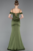Robe de Soirée Longue Satin Kaki ABU6158