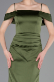 Robe de Soirée Longue Satin Kaki ABU6158