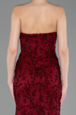 Robe de Soirée Longue Lacé Rouge Bordeaux ABU6159