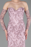 Robe de Soirée Longue Lacé Poudre ABU6159