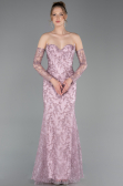 Robe de Soirée Longue Lacé Poudre ABU6159