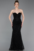 Robe de Soirée Longue Lacé Noir ABU6159