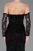 Robe de Soirée Longue Lacé Noir ABU6159
