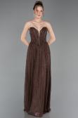 Robe de Soirée Longue Dantelle Brun ABU6160
