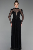 Robe de Soirée Longue Dantelle Noir ABU6160