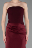 Robe de Soirée Longue Satin Rouge Bordeaux ABU6096