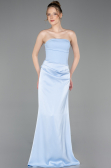 Robe de Soirée Longue Satin Bleu clair ABU6096