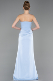 Robe de Soirée Longue Satin Bleu clair ABU6096