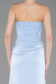 Robe de Soirée Longue Satin Bleu clair ABU6096