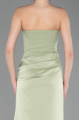 Robe de Soirée Longue Satin Pistache vert ABU6096