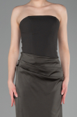Robe de Soirée Longue Satin Kaki ABU6096