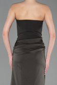 Robe de Soirée Longue Satin Kaki ABU6096