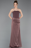 Robe de Soirée Longue Satin Brun ABU6096