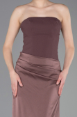 Robe de Soirée Longue Satin Brun ABU6096