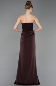 Robe de Soirée Longue Satin Brun foncé ABU6096
