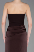 Robe de Soirée Longue Satin Brun foncé ABU6096