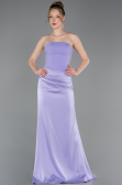 Robe de Soirée Longue Satin Lilas ABU6096