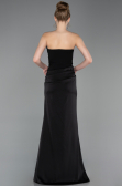 Robe de Soirée Longue Satin Noir ABU6096