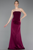 Robe de Soirée Longue Satin Couleur Cerise ABU6096