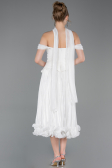Robe de Cérémonie Midi Mousseline Blanc ABK2619