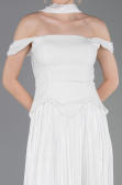Robe de Cérémonie Midi Mousseline Blanc ABK2619