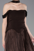 Robe de Cérémonie Midi Mousseline Brun ABK2619