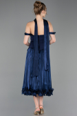 Robe de Cérémonie Midi Mousseline Bleu Marine ABK2619