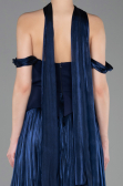 Robe de Cérémonie Midi Mousseline Bleu Marine ABK2619