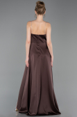 Robe de Soirée Longue Satin Brun ABU6130