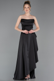 Robe de Soirée Longue Satin Noir ABU6130