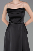 Robe de Soirée Longue Satin Noir ABU6130