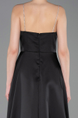 Robe de Soirée Longue Satin Noir ABU6130