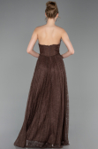 Robe de Soirée Longue Dantelle Brun ABU6160