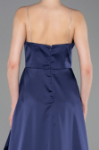 Robe de Soirée Longue Satin Bleu Marine ABU6130