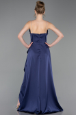 Robe de Soirée Longue Satin Bleu Marine ABU6130