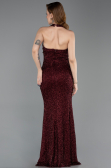 Robe Queue de Poisson Longue Perlé Rouge Bordeaux ABU6165