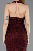 Robe Queue de Poisson Longue Perlé Rouge Bordeaux ABU6165