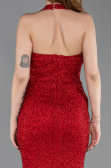 Robe Queue de Poisson Longue Perlé Rouge ABU6165