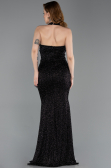 Robe Queue de Poisson Longue Perlé Noir ABU6165