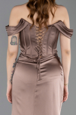 Robe Queue de Poisson Longue Satin Bronze ABU6166