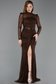 Tenue de Soirée Longue Dantelle Brun ABU6169
