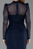 Tenue de Soirée Longue Dantelle Bleu Marine ABU6169