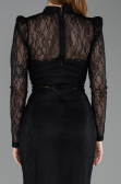 Tenue de Soirée Longue Dantelle Noir ABU6169