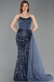 Robe de Soirée Longue Squameuse Anthracite ABU6173