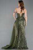 Robe de Soirée Longue Squameuse Kaki ABU6173