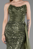 Robe de Soirée Longue Squameuse Kaki ABU6173